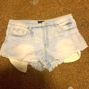American bazillion light wash jean shorts
